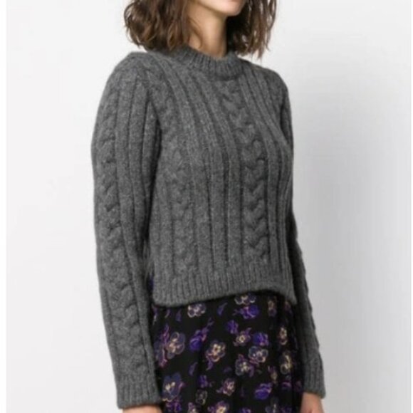 GANNI Cable Knit Alpaca-blend Sweater In Grey, S - Picture 5 of 8